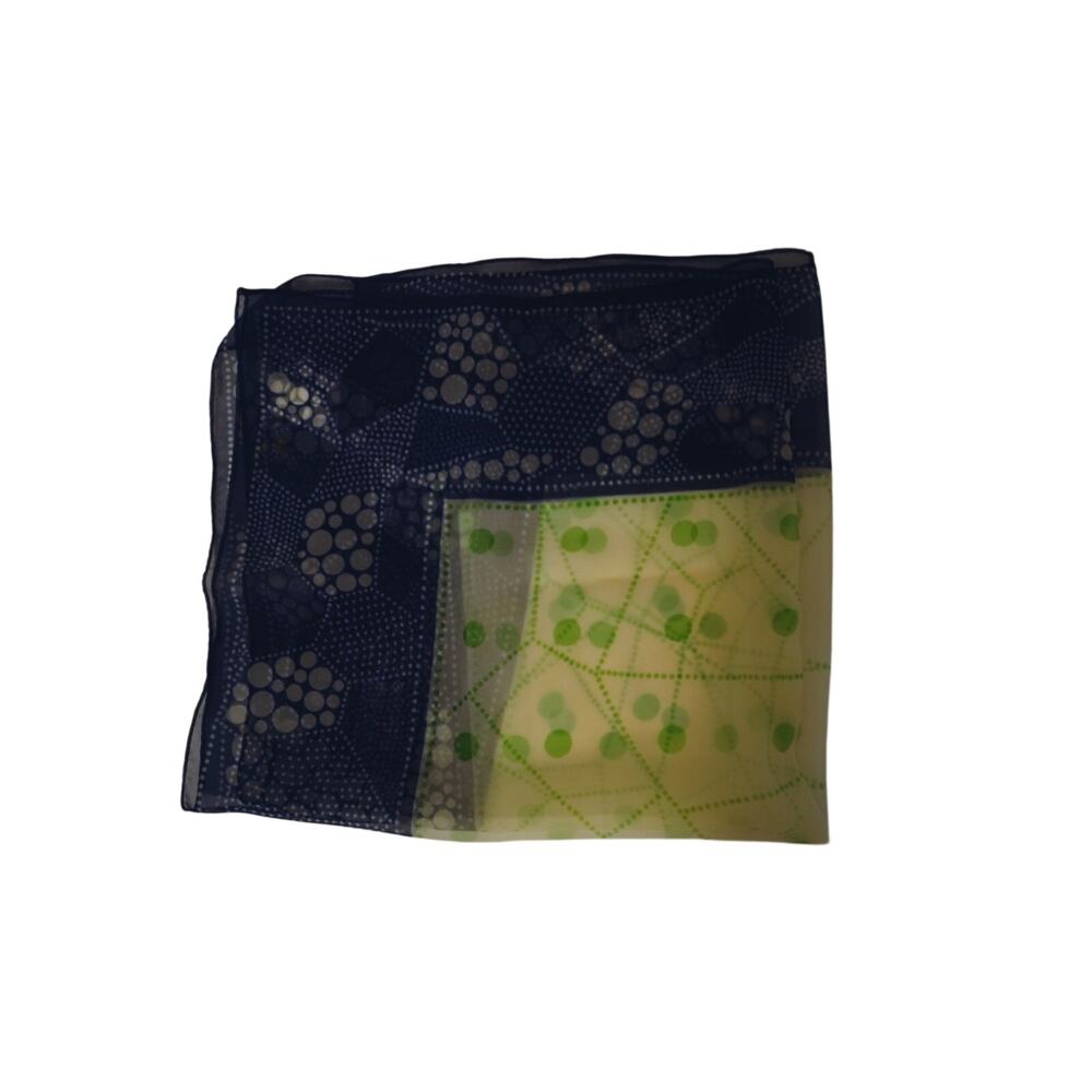 Vintage Sheer Square Scarf Lavender Green Polka Dot Geometric Mod 27x27 60s 70s